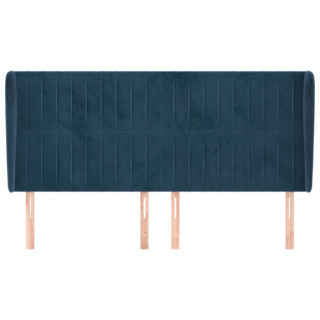 Κεφαλάρι με Πτερύγια Σκούρο Μπλε 163x23x118/128 εκ. Βελούδινο