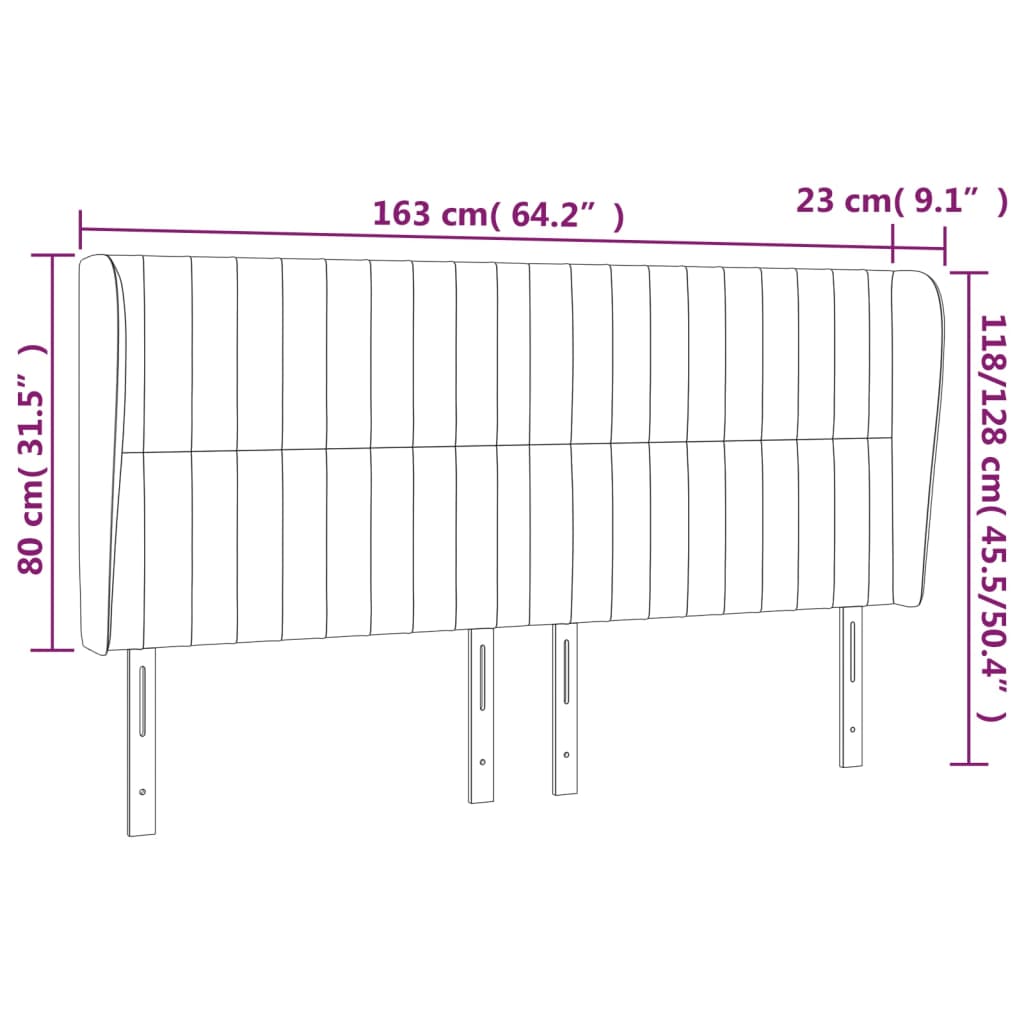 Κεφαλάρι με Πτερύγια Σκούρο Μπλε 163x23x118/128 εκ. Βελούδινο