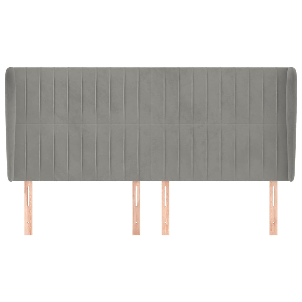 Κεφαλάρι με Πτερύγια Ανοιχτό Γκρι 183x23x118/128 εκ. Βελούδινο