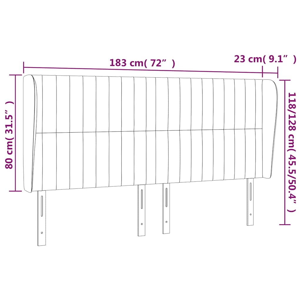Κεφαλάρι με Πτερύγια Πράσινο 183x23x118/128 εκ. Βελούδινο - Pakobazaar