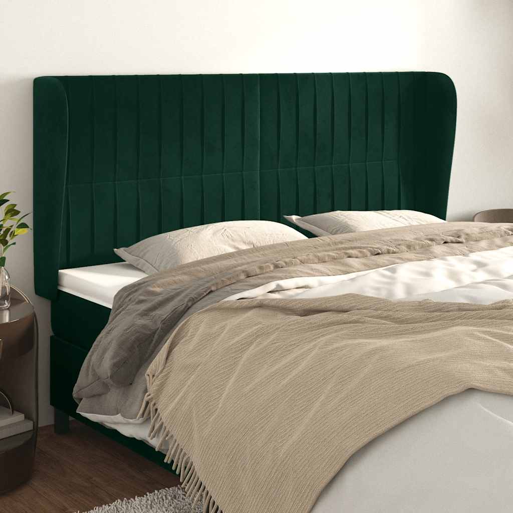 Κεφαλάρι με Πτερύγια Πράσινο 183x23x118/128 εκ. Βελούδινο - Pakobazaar