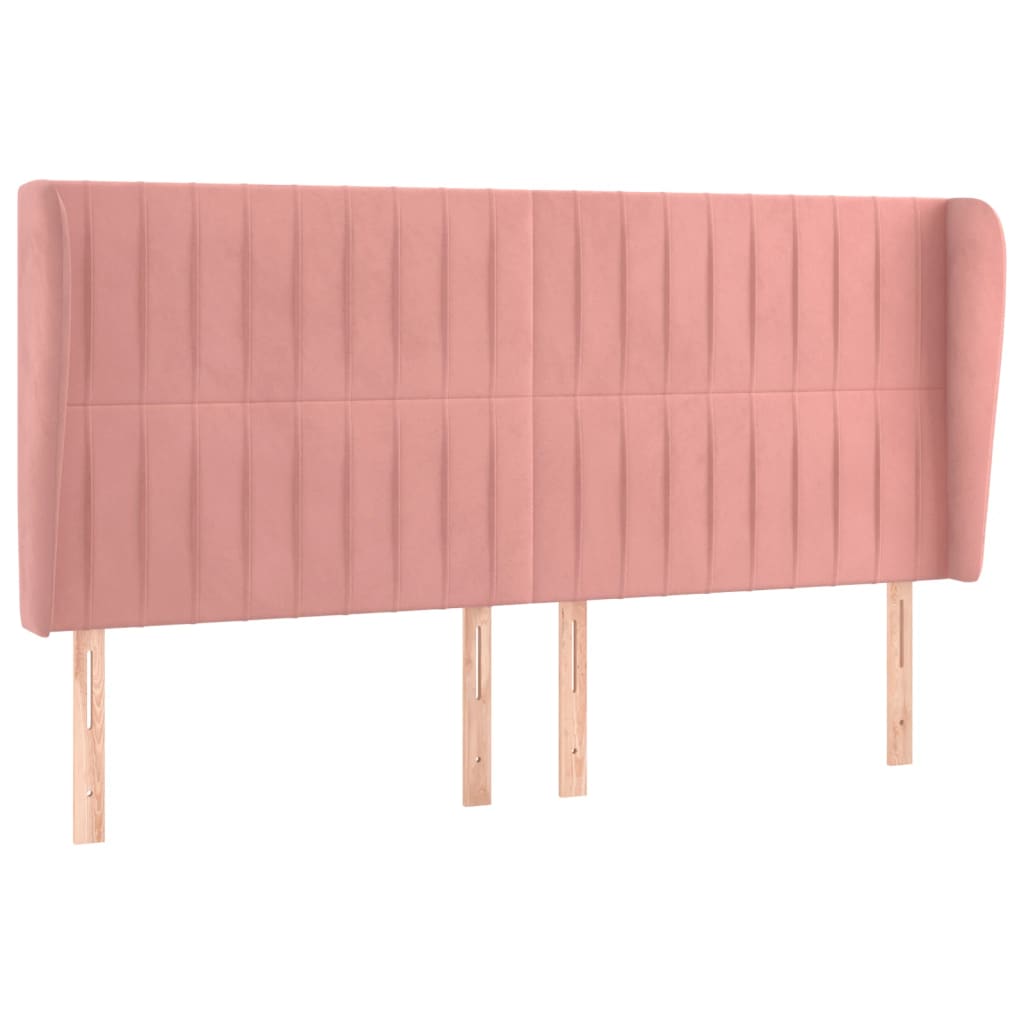 Κεφαλάρι με Πτερύγια Ροζ 183x23x118/128 εκ. Βελούδινο
