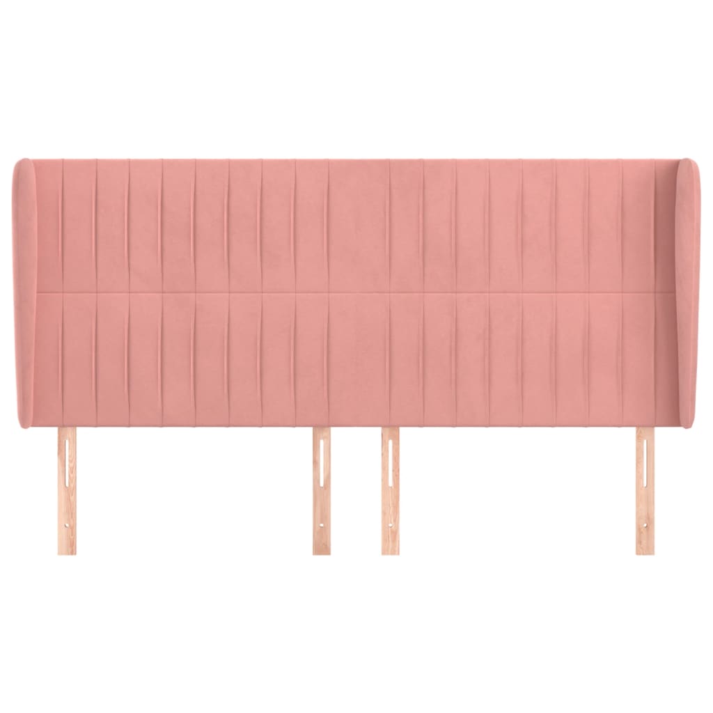 Κεφαλάρι με Πτερύγια Ροζ 183x23x118/128 εκ. Βελούδινο
