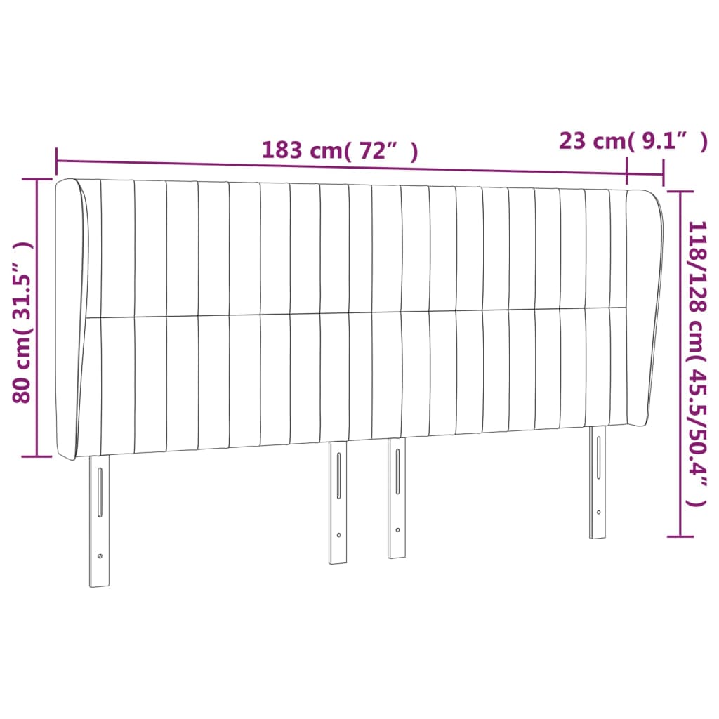 Κεφαλάρι με Πτερύγια Ροζ 183x23x118/128 εκ. Βελούδινο