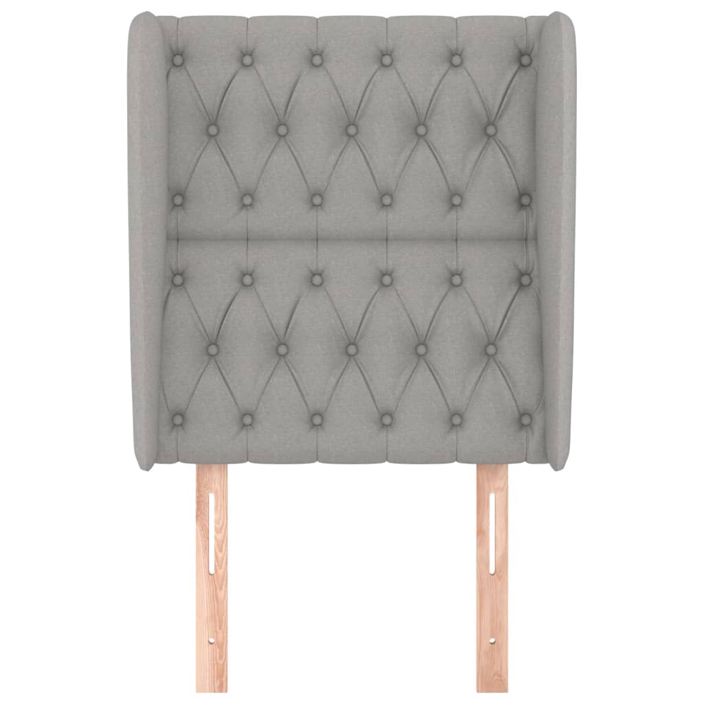 Κεφαλάρι με Πτερύγια Ανοιχτό Γκρι 83x23x118/128 εκ. Υφασμάτινο