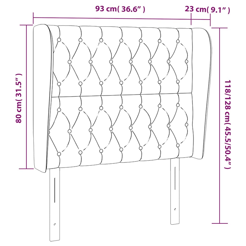 Κεφαλάρι με Πτερύγια Πράσινο 93 x 23 x 118/128 εκ. Υφασμάτινο