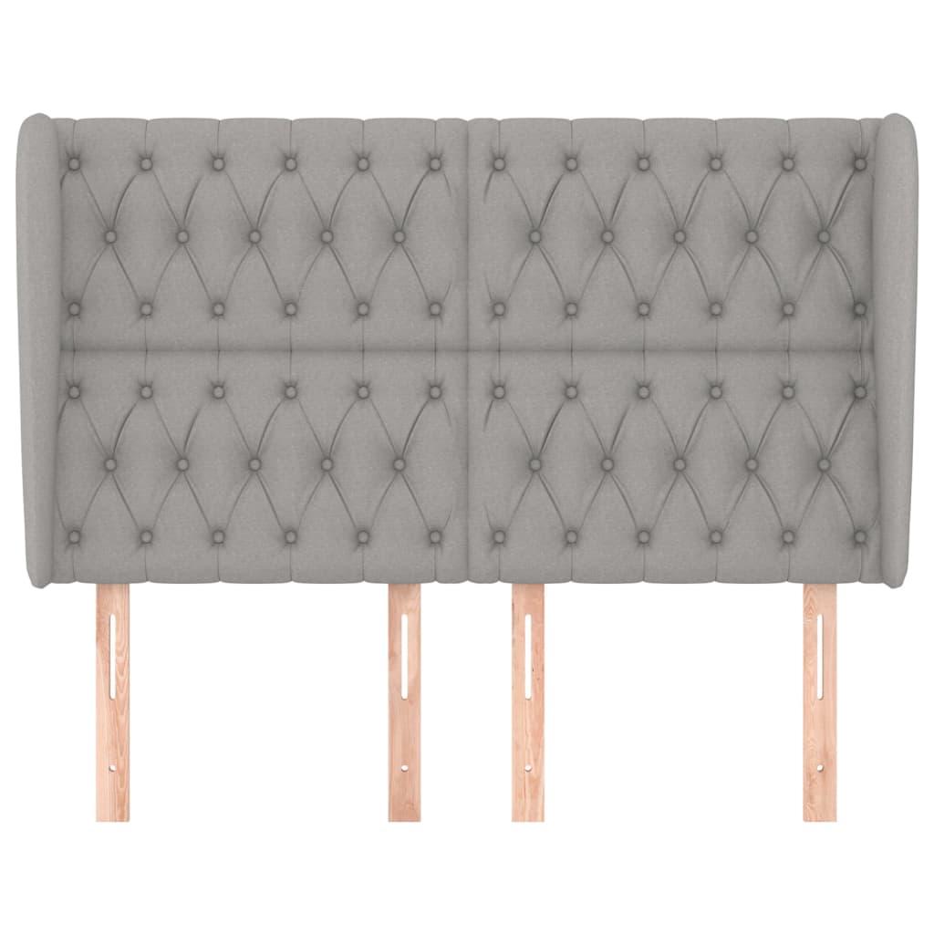 Κεφαλάρι με Πτερύγια Ανοιχτό Γκρι 163x23x118/128 εκ. Υφασμάτινο