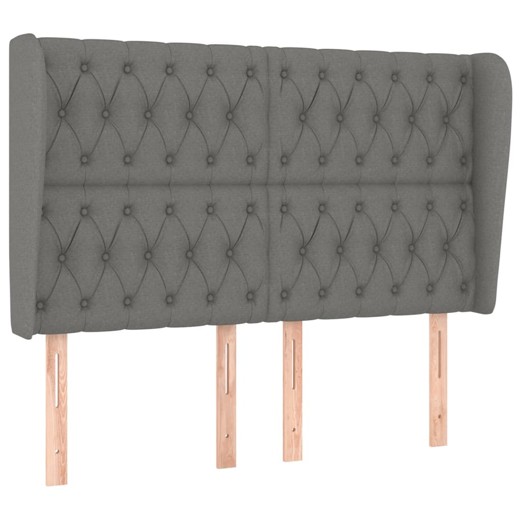 Κεφαλάρι με Πτερύγια Σκούρο Γκρι 163x23x118/128 εκ. Υφασμάτινο - Pakobazaar