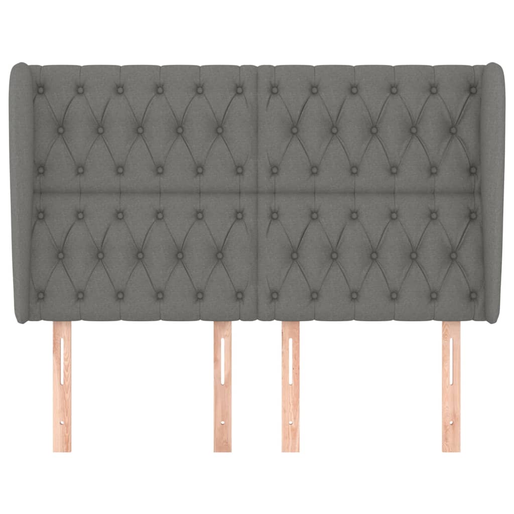Κεφαλάρι με Πτερύγια Σκούρο Γκρι 163x23x118/128 εκ. Υφασμάτινο - Pakobazaar