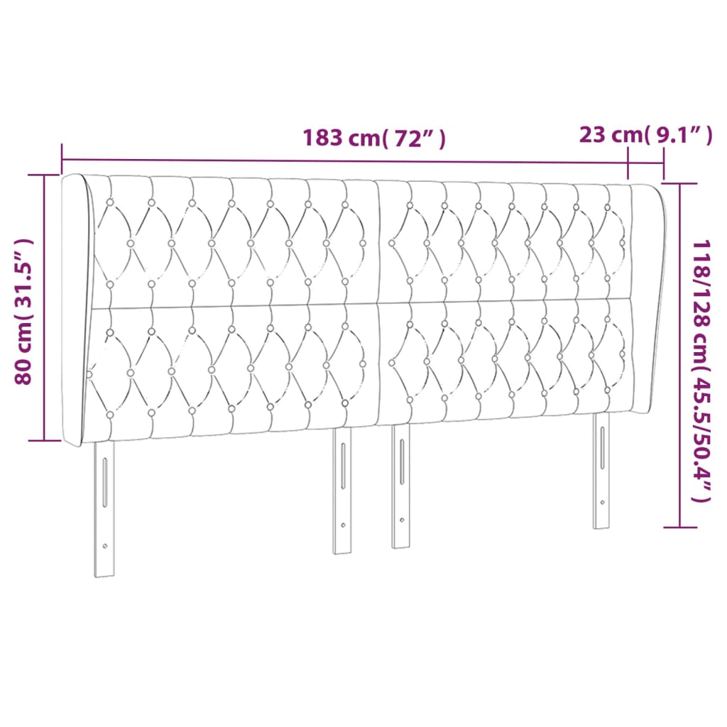 Κεφαλάρι με Πτερύγια Πράσινο 183x23x118/128 εκ. Υφασμάτινο