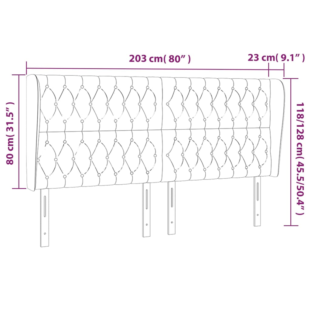 Κεφαλάρι με Πτερύγια Ανοιχτό Γκρι 203x23x118/128 εκ. Υφασμάτινο