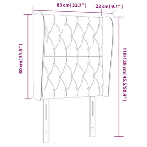 Κεφαλάρι με Πτερύγια Μαύρο 83x23x118/128 εκ. Βελούδινο