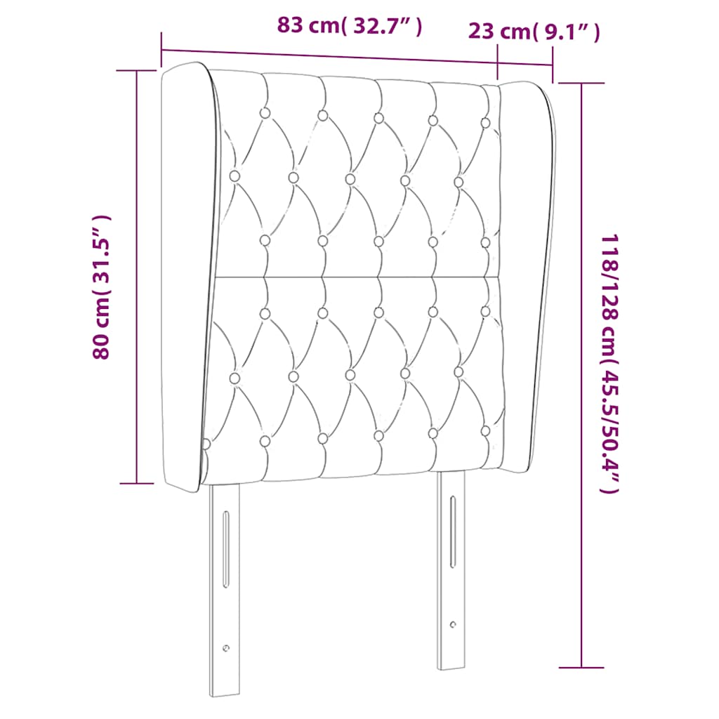 Κεφαλάρι με Πτερύγια Πράσινο 83x23x118/128 εκ. Βελούδινο - Pakobazaar