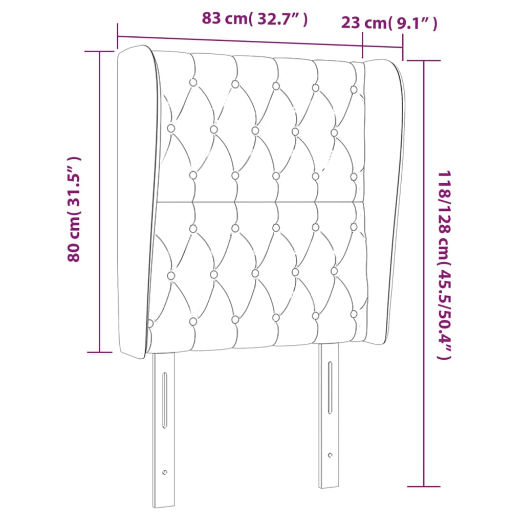 Κεφαλάρι με Πτερύγια Ροζ 83x23x118/128 εκ. Βελούδινο