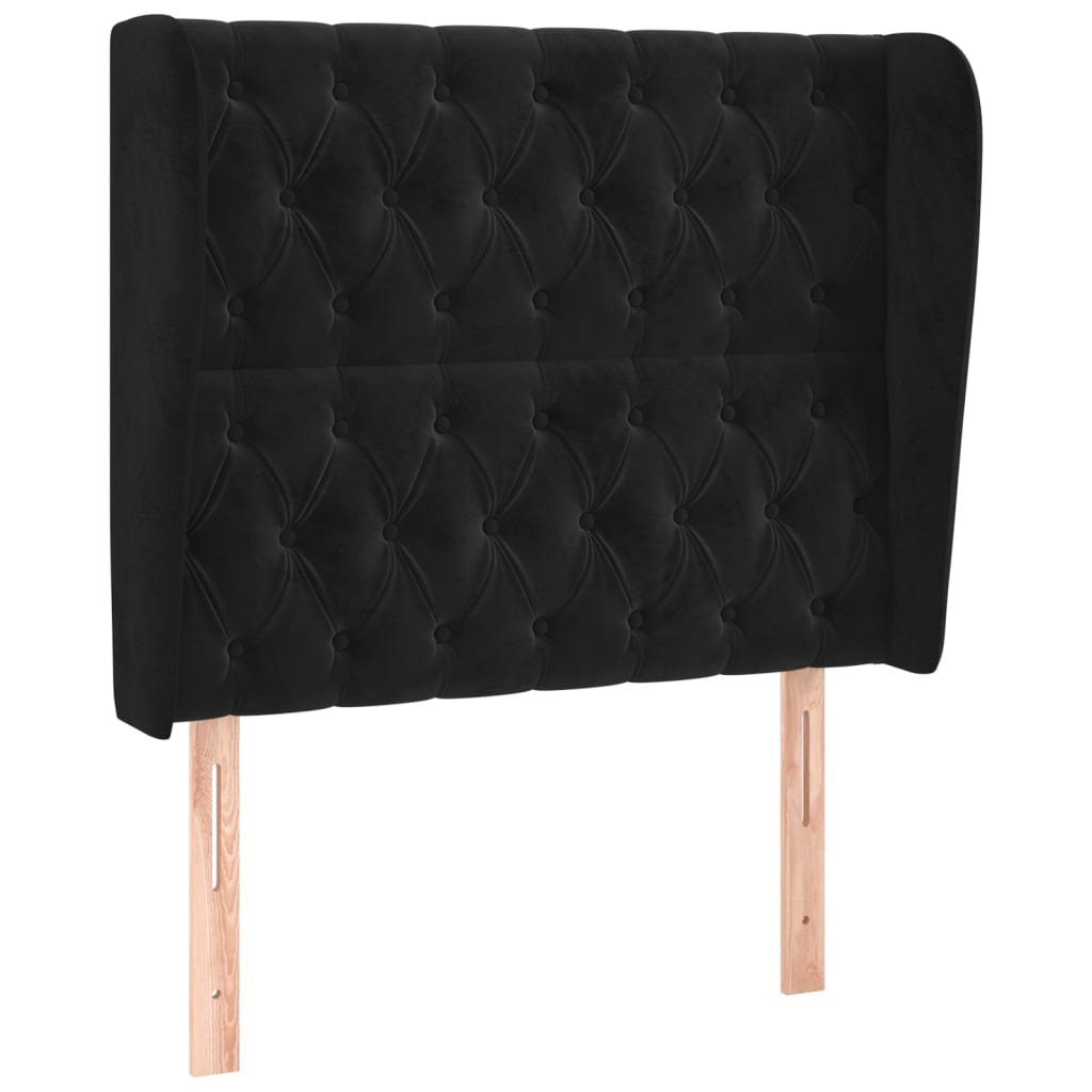 Κεφαλάρι με Πτερύγια Μαύρο 93 x 23 x 118/128 εκ. Βελούδινο