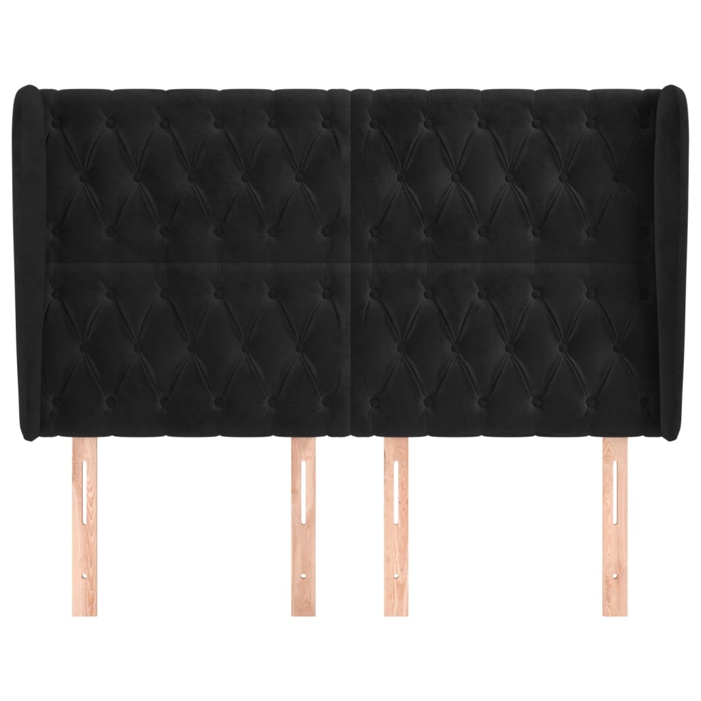 Κεφαλάρι με Πτερύγια Μαύρο 163x23x118/128 εκ. Βελούδινο