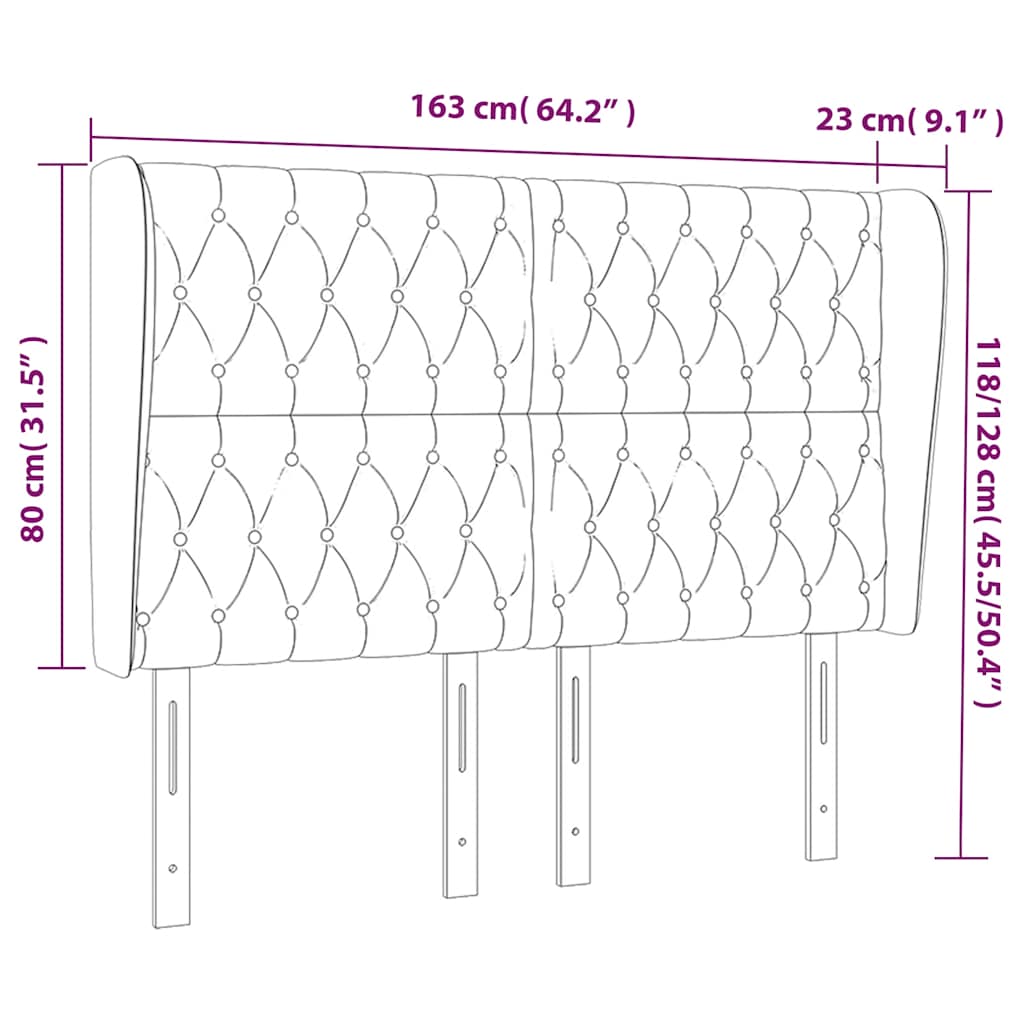 Κεφαλάρι με Πτερύγια Πράσινο 163x23x118/128 εκ. Βελούδινο
