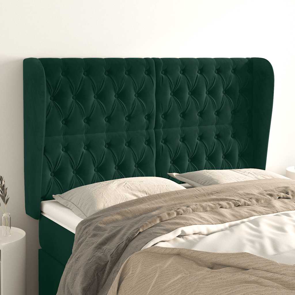 Κεφαλάρι με Πτερύγια Πράσινο 163x23x118/128 εκ. Βελούδινο