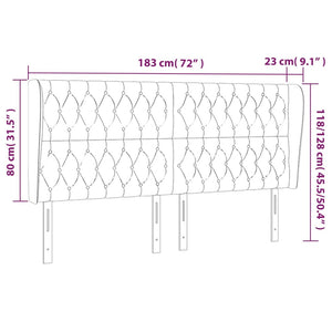 Κεφαλάρι με Πτερύγια Σκούρο Γκρι 183x23x118/128 εκ. Βελούδινο