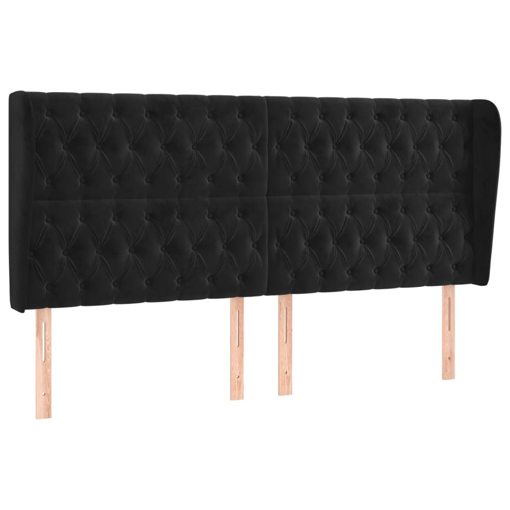 Κεφαλάρι με Πτερύγια Μαύρο 183x23x118/128 εκ. Βελούδινο