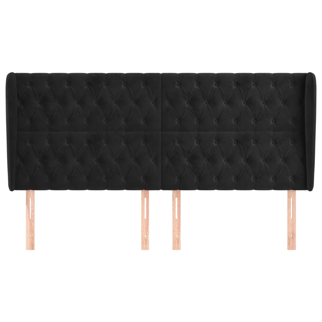 Κεφαλάρι με Πτερύγια Μαύρο 183x23x118/128 εκ. Βελούδινο