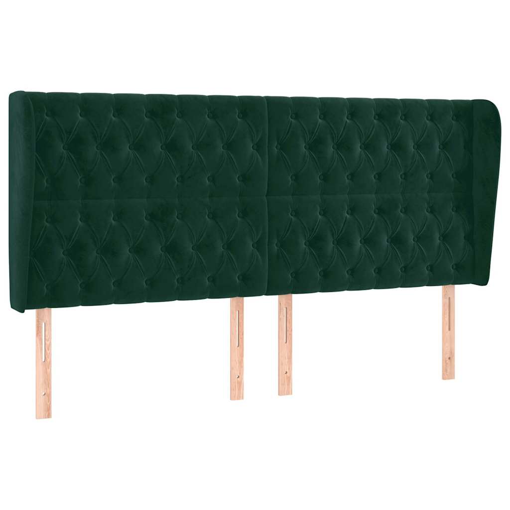 Κεφαλάρι με Πτερύγια Πράσινο 183x23x118/128 εκ. Βελούδινο