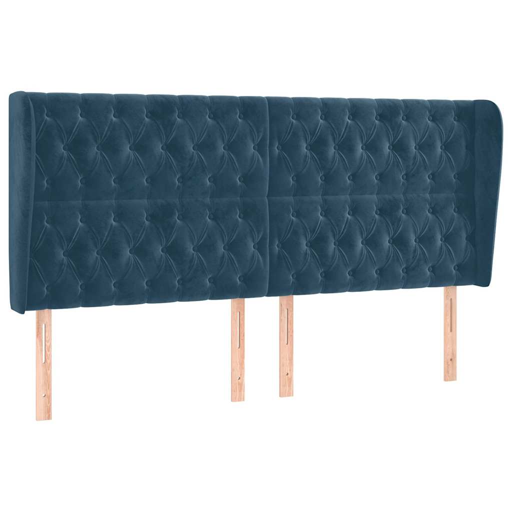 Κεφαλάρι με Πτερύγια Σκούρο Μπλε 183x23x118/128 εκ. Βελούδινο - Pakobazaar
