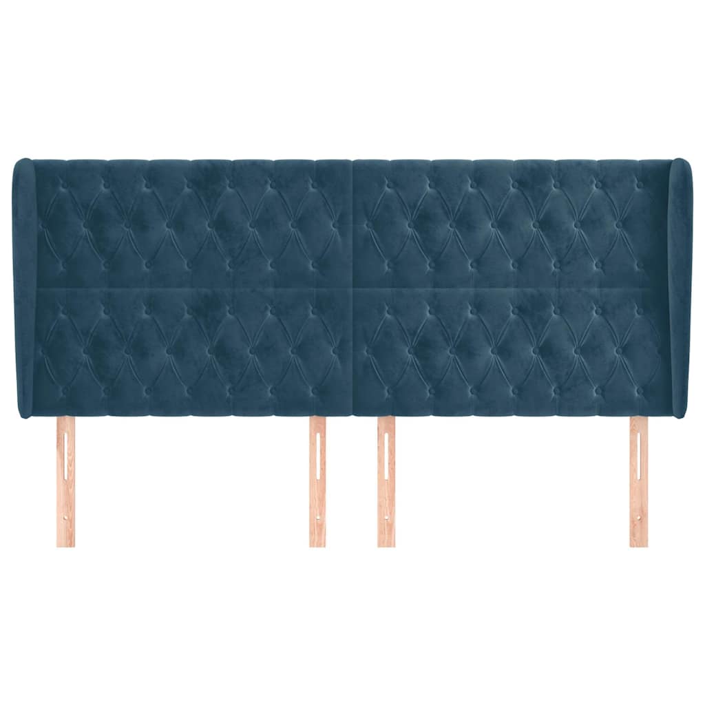Κεφαλάρι με Πτερύγια Σκούρο Μπλε 183x23x118/128 εκ. Βελούδινο - Pakobazaar