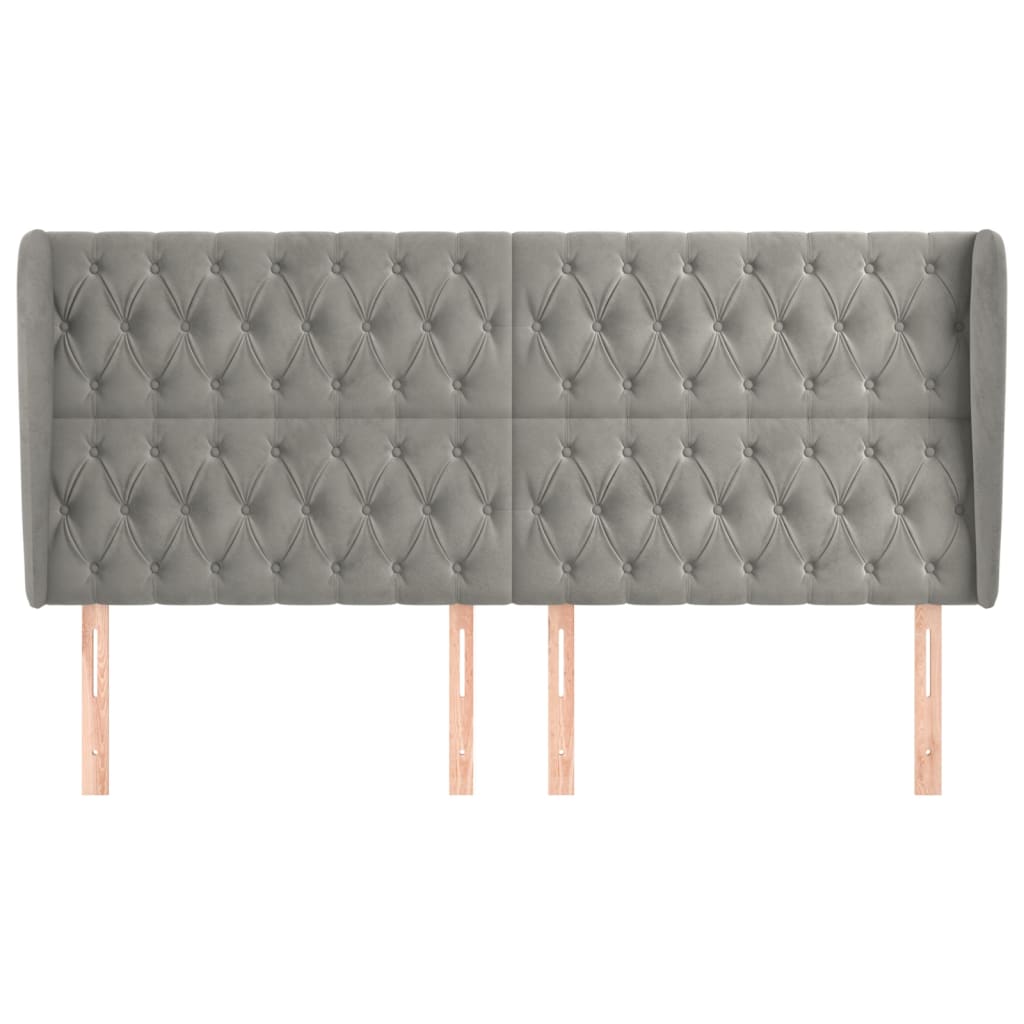 Κεφαλάρι με Πτερύγια Ανοιχτό Γκρι 203x23x118/128 εκ. Βελούδινο