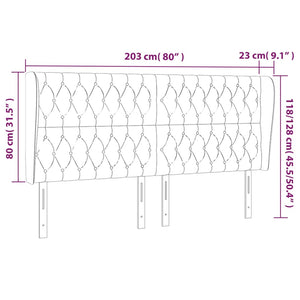 Κεφαλάρι με Πτερύγια Σκούρο Γκρι 203x23x118/128 εκ. Βελούδινο - Pakobazaar