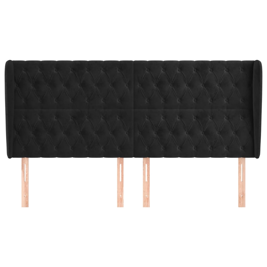 Κεφαλάρι με Πτερύγια Μαύρο 203x23x118/128 εκ. Βελούδινο