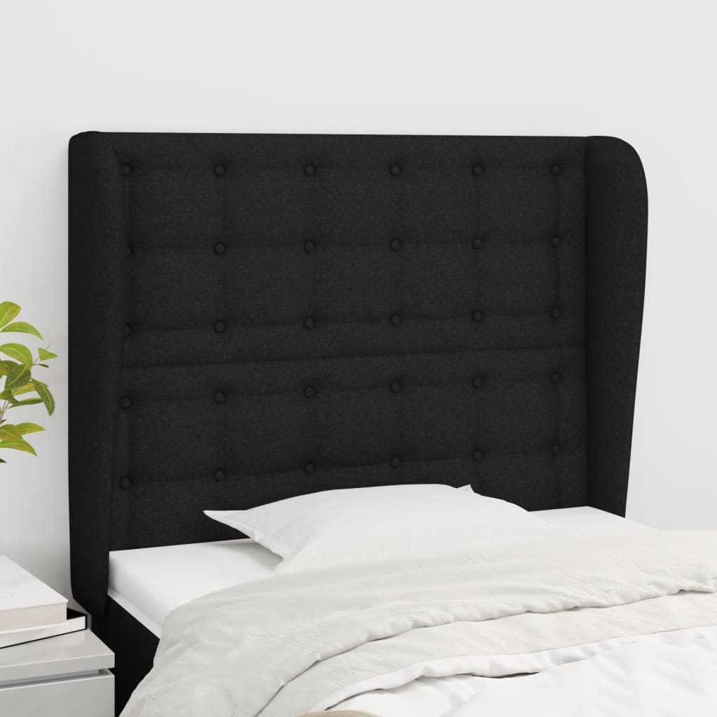 Κεφαλάρι με Πτερύγια Μαύρο 83x23x118/128 εκ. Υφασμάτινο - Pakobazaar