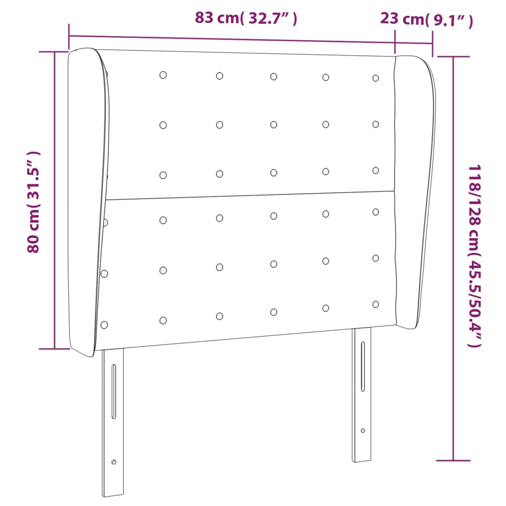 Κεφαλάρι με Πτερύγια Σκούρο Καφέ 83x23x118/128 εκ. Υφασμάτινο - Pakobazaar