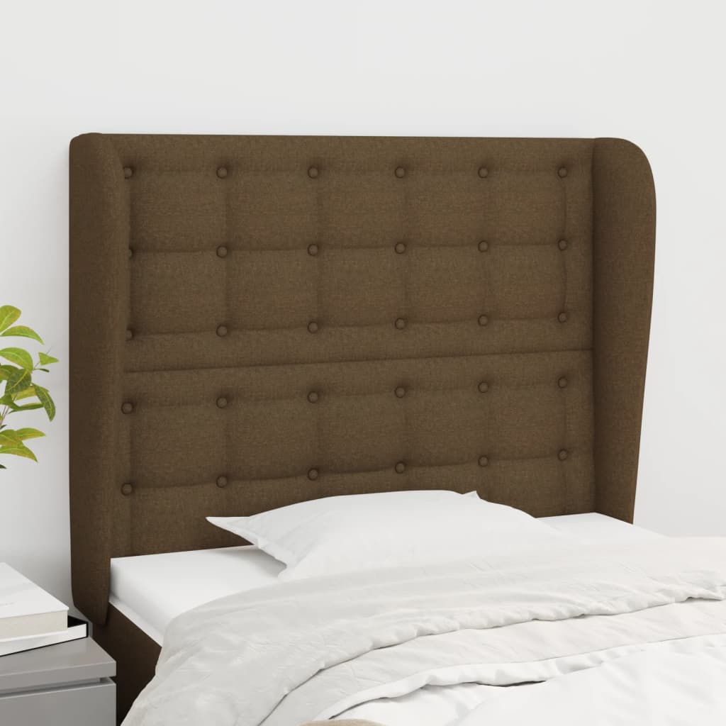 Κεφαλάρι με Πτερύγια Σκούρο Καφέ 83x23x118/128 εκ. Υφασμάτινο - Pakobazaar