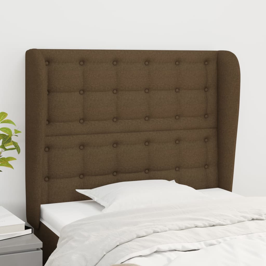 Κεφαλάρι με Πτερύγια Σκούρο Καφέ 103x23x118/128 εκ. Υφασμάτινο