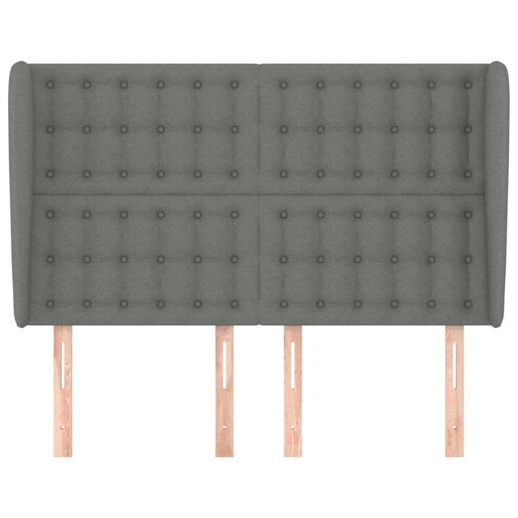 Κεφαλάρι με Πτερύγια Σκούρο Γκρι 147x23x118/128 εκ. Υφασμάτινο
