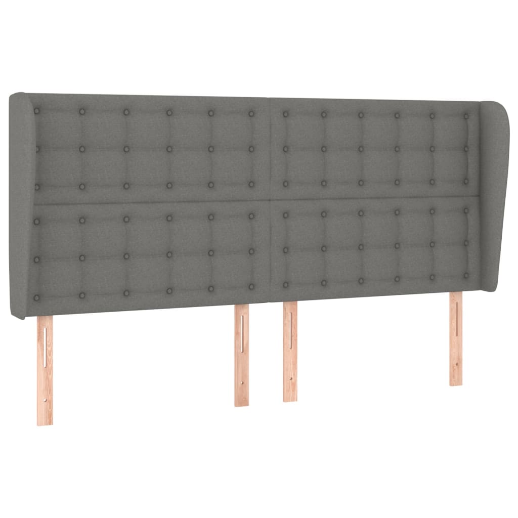 Κεφαλάρι με Πτερύγια Σκούρο Γκρι 163x23x118/128 εκ. Υφασμάτινο