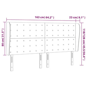 Κεφαλάρι με Πτερύγια Σκούρο Γκρι 163x23x118/128 εκ. Υφασμάτινο