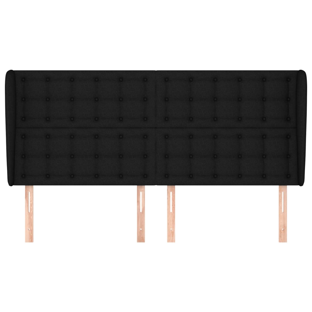 Κεφαλάρι με Πτερύγια Μαύρο 163x23x118/128 εκ. Υφασμάτινο - Pakobazaar