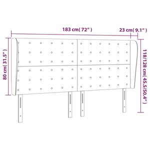 Κεφαλάρι με Πτερύγια Ανοιχτό Γκρι 183x23x118/128 εκ. Υφασμάτινο