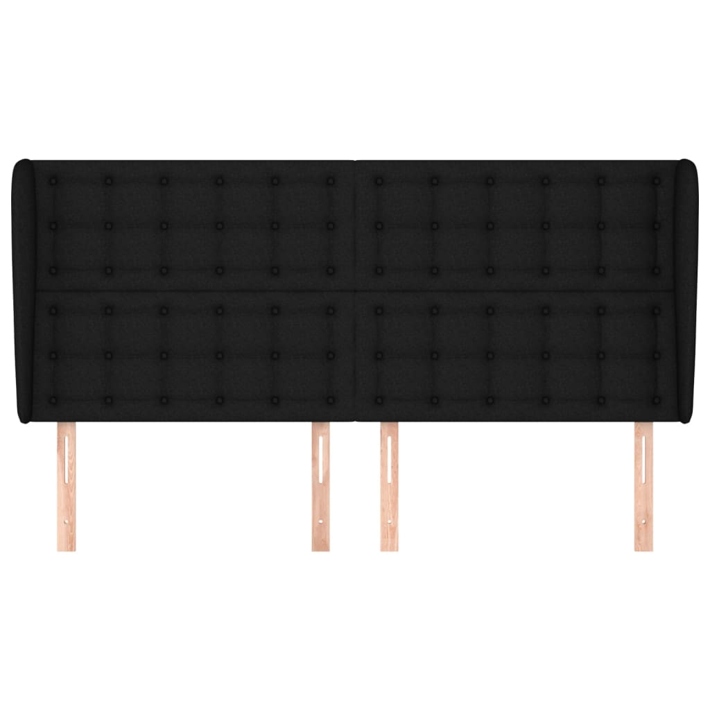 Κεφαλάρι με Πτερύγια Μαύρο 183x23x118/128 εκ. Υφασμάτινο