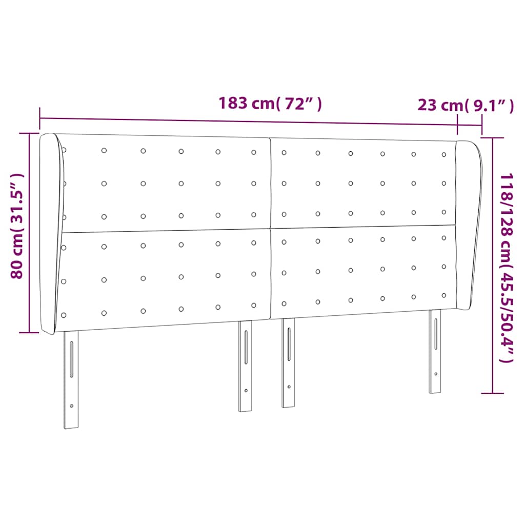 Κεφαλάρι με Πτερύγια Πράσινο 183x23x118/128 εκ. Υφασμάτινο