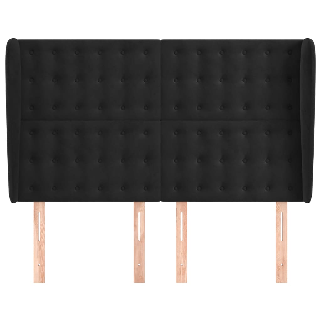 Κεφαλάρι με Πτερύγια Μαύρο 147x23x118/128 εκ. Βελούδινο