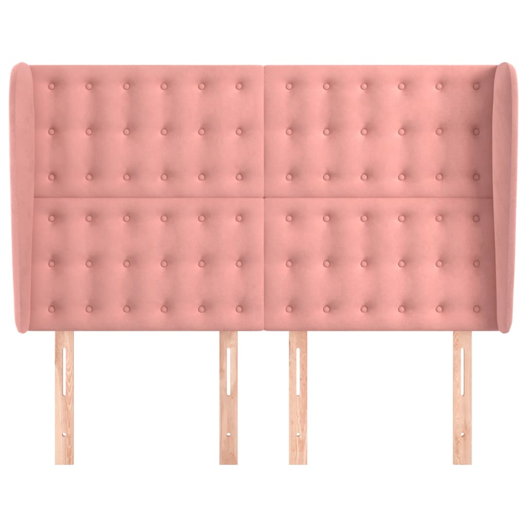 Κεφαλάρι με Πτερύγια Ροζ 147x23x118/128 εκ. Βελούδινο