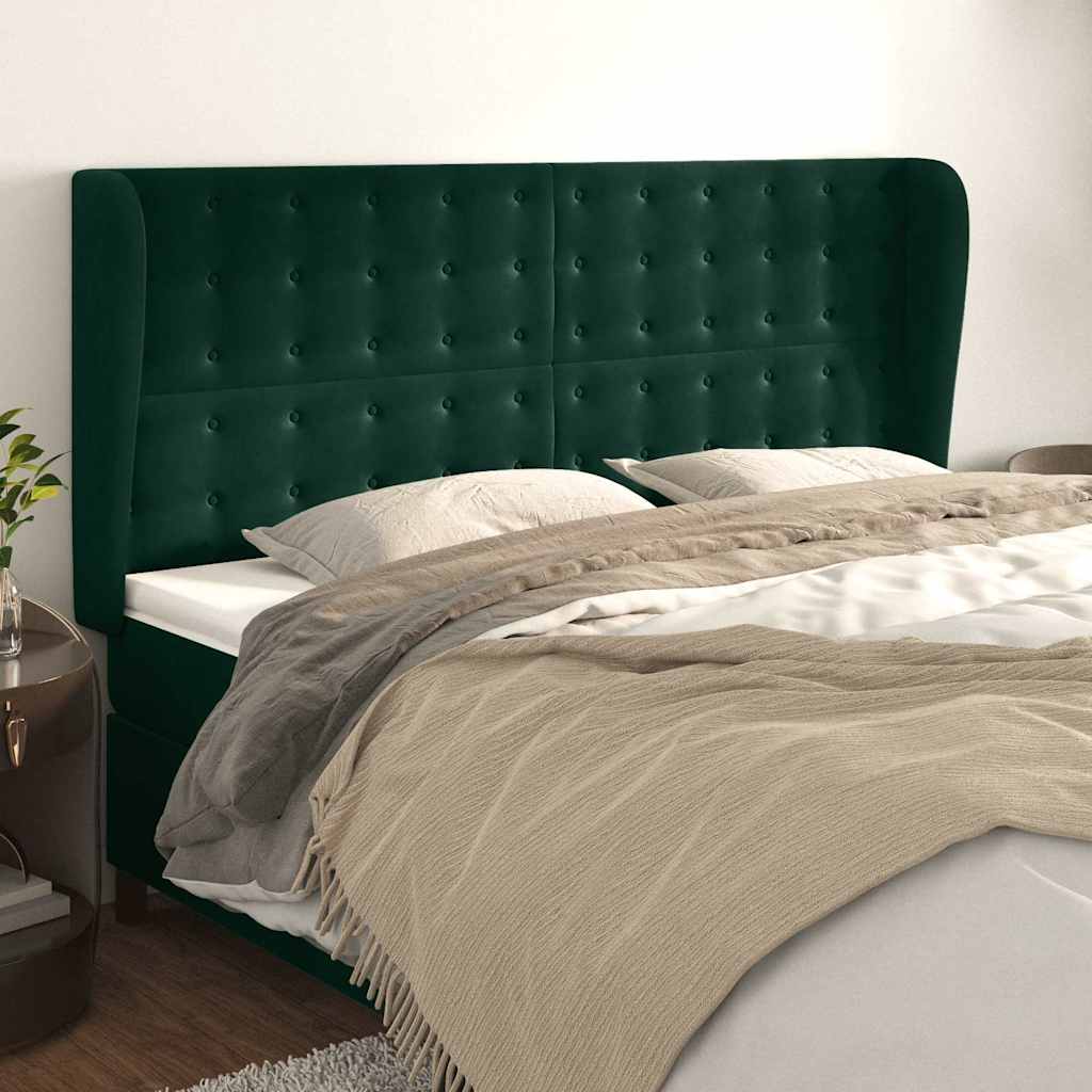 Κεφαλάρι με Πτερύγια Πράσινο 163x23x118/128 εκ. Βελούδινο - Pakobazaar