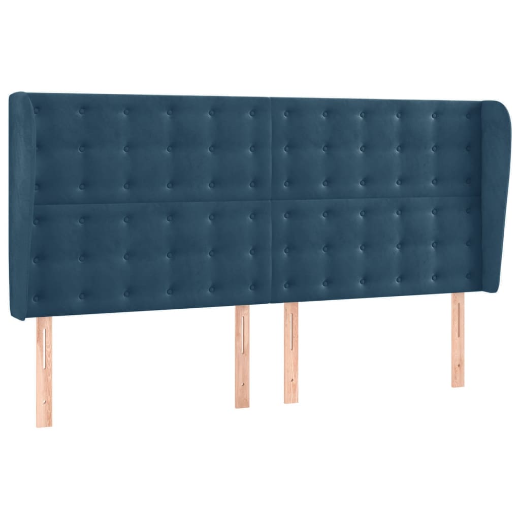 Κεφαλάρι με Πτερύγια Σκούρο Μπλε 163x23x118/128 εκ. Βελούδινο