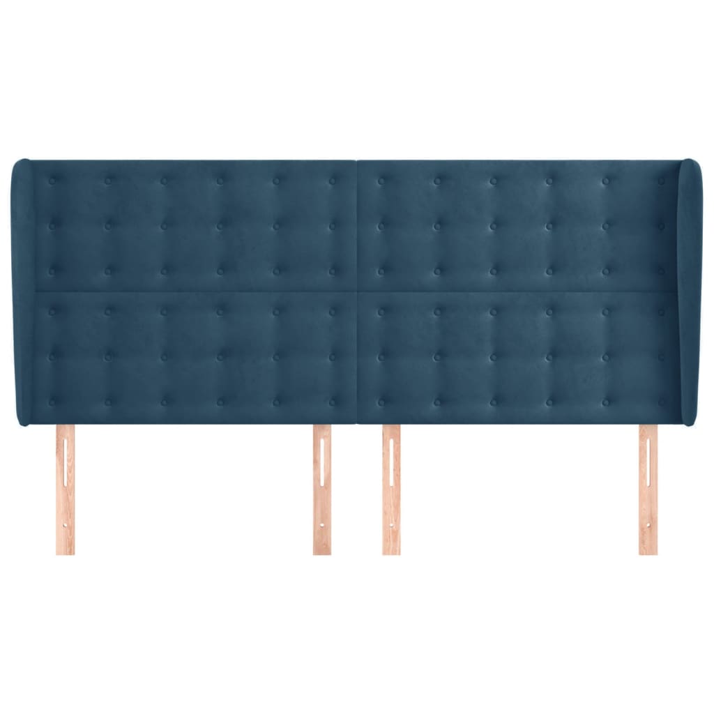 Κεφαλάρι με Πτερύγια Σκούρο Μπλε 163x23x118/128 εκ. Βελούδινο