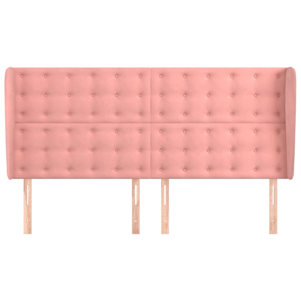 Κεφαλάρι με Πτερύγια Ροζ 163x23x118/128 εκ. Βελούδινο