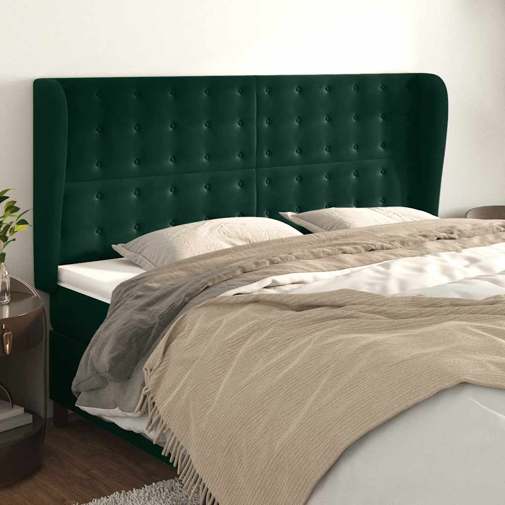 Κεφαλάρι με Πτερύγια Πράσινο 183x23x118/128 εκ. Βελούδινο - Pakobazaar