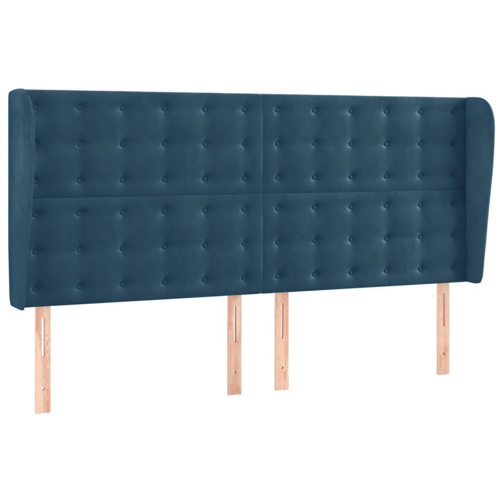 Κεφαλάρι με Πτερύγια Σκούρο Μπλε 183x23x118/128 εκ. Βελούδινο